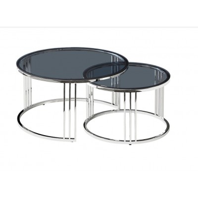 Комплект SIGNAL VIENNA (2 стола журнальных) дымчатый/серебряный